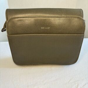 Matt And Nat Elle Crossbody Bag Olive Colour Vegan Leather Multiple Compartments
